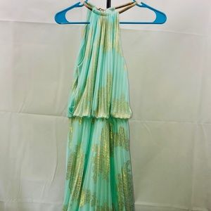 xscape pleated halter dress mint green maxi dress